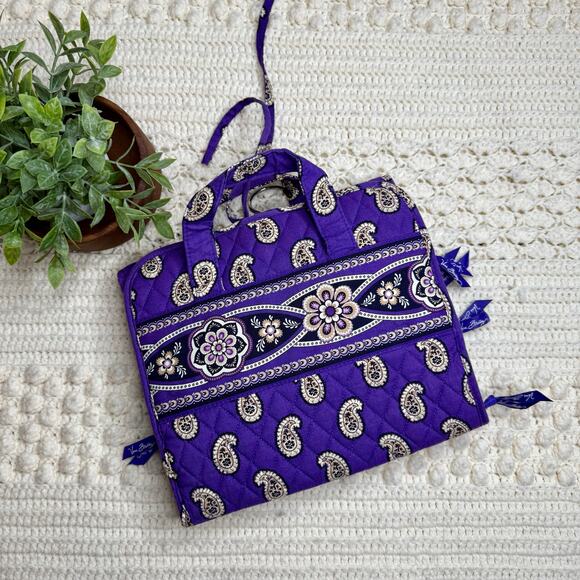 VERA BRADLEY Women's Hanging Makeup Toiletry Bag Purple Paisley Floral Travel - Picture 3 of 12